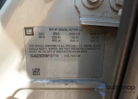 2011 Buick Lacrosse Cxl из США, поврежденный, VIN 1G4GC5ED5BF157114